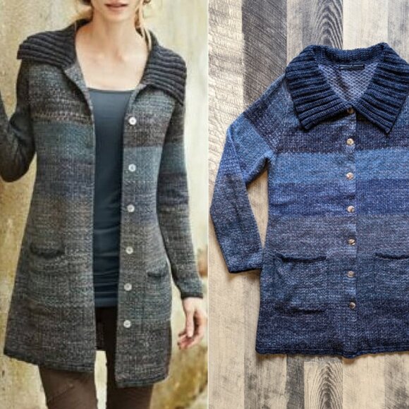 Peruvian Connection Cardigan Sweater Tunic Large Cotton Alpaca Wool - Picture 1 of 7